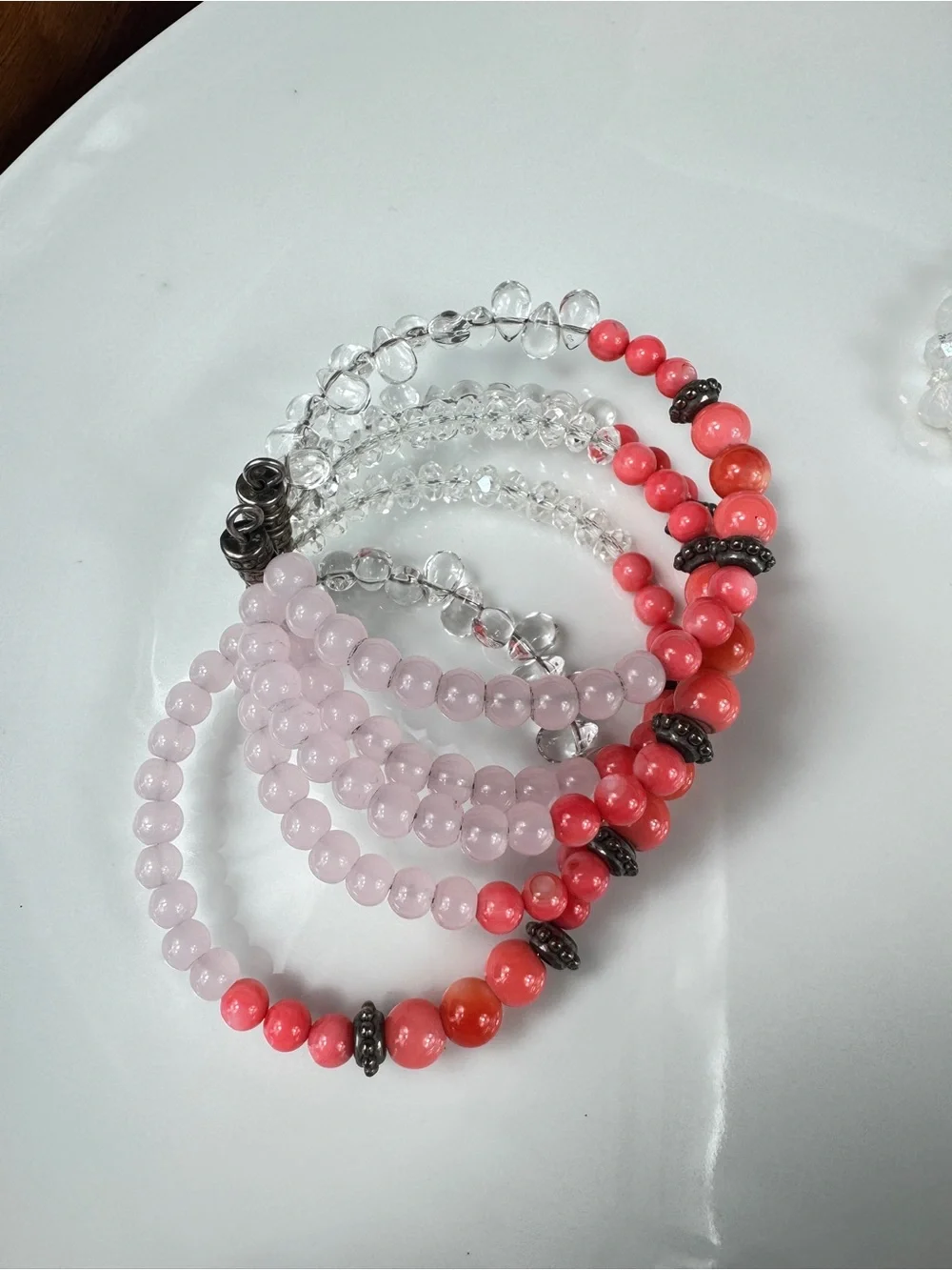 Silver Stack Glass Beads Bracelet